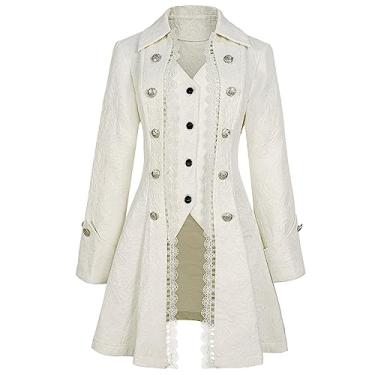 Imagem de Teyujosem Casaco feminino gótico renascentista medieval pirata steampunk jaqueta colete, Z3007wh, P