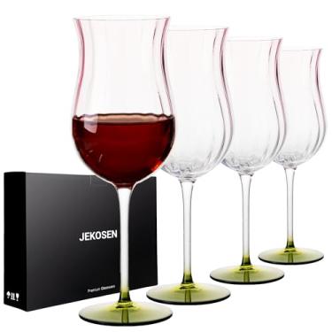 Imagem de JEKOSEN NEW Tulip Series Taças de vinho tinto 540 ml Conjunto de 4 taças de vinho transparentes de haste longa, presente de cristal premium para Natal, aniversário, aniversário ou qualquer ocasião