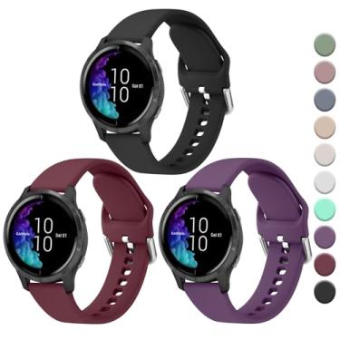 Imagem de Pulseiras de silicone compatíveis com Garmin Vivoactive 5 / Vivoactive 3, Garmin Venu 2 Plus/Venu Sq/Venu Watch Pulseiras de relógio femininas e masculinas, pulseira esportiva de silicone macio de