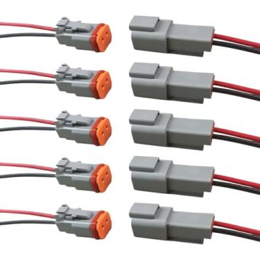 Imagem de KITUREK Conector Elétrico Automotivo de 2 Pinos Deutsch à Prova d'Água, Nylon PA66, Cinza e Laranja, DT, 17AWG, IP68, Fácil de Usar, para Carros, Barcos, Caminhões e Outros Veículos