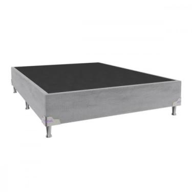 Imagem de Base para Cama Box Casal 138x188x28 Sued Cinza Portobel, Cinza
