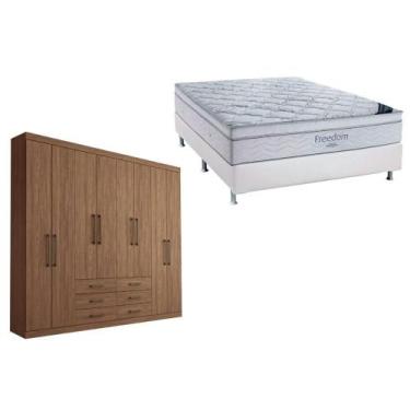 Imagem de Cama Box Casal + Colchão Freedom Ortobom + Guarda Roupa Master 8.6 Dem