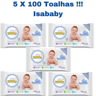 Imagem de Kit Com 05 Pacotes de Toalhas Lenços Umedecidos Infantil Isababy com 1