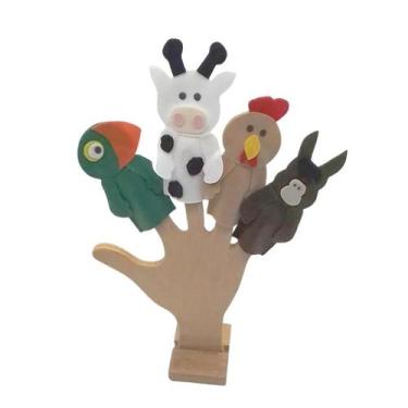 Imagem de Dedoches Animais da Fazenda 4 Peças Contar Histórias Brinquedo em Felt