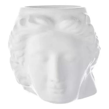 Imagem de Caneca Cerâmica Artesanal Face Grega Branco 3D Esmaltada - Via Mística
