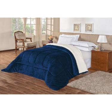 Imagem de Coberdrom Edredom Pele De Carneiro Casal Queen Sherpa - Azul Marinho -