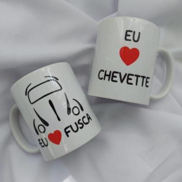 Imagem de Caneca Porcelana Branca Personalizada Fusca/Chevette - BeiBi