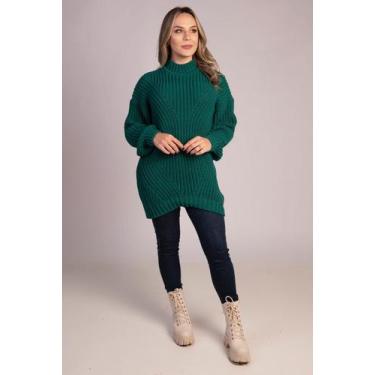 Imagem de Blusão em Ponto Pérola com Manga caída - Jéssi Malhas, Verde, P