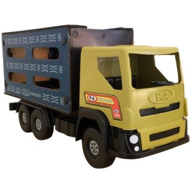 Imagem de Caminhão Brinquedo Infantil Caminhãozinho Boiadeiro Amarelo Azul - P.A