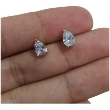 Imagem de Brinco Infantil Gota Pequeno Dama Daminha Pedra Zirconia 7mm - De Cast