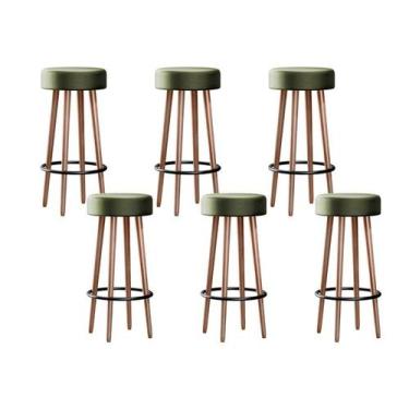 Imagem de Kit 6 Banquetas Banco Alto Berlin material sintético Bar Cozinha Pés M