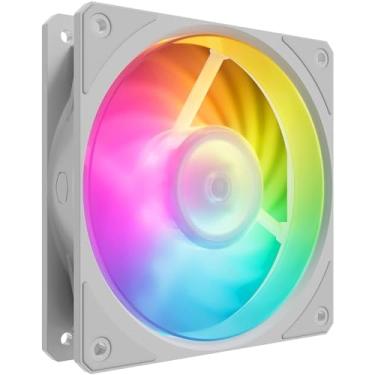 Imagem de Mobius 120P ARGB Branco Ventilador de lâmina de anel interconectado de alto desempenho, PWM 2400 rpm, Rolamento dinâmico de loop, LEDs personalizáveis ​​ARGB para gabinete de PC