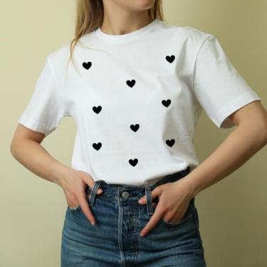 Imagem de T-Shirt Feminina Blusa Feminina Blusinha Estampada Coração - Time Look