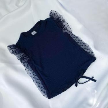 Imagem de Blusa Regata Canelada Manga Tule com Babado - Magic Sky, 14, Azul mari