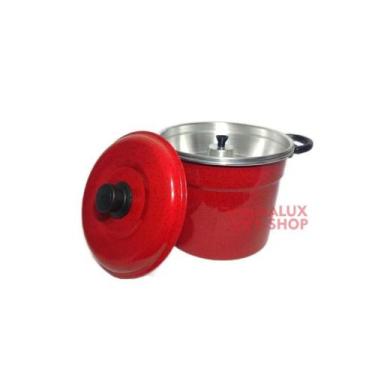 Imagem de Conjunto Panela Pudim Banho Maria Alumínio 2 X 1 Vermelha - ASC