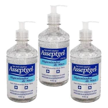 Imagem de Álcool Em Gel Antisséptico 420gr Asseptgel Kit 3