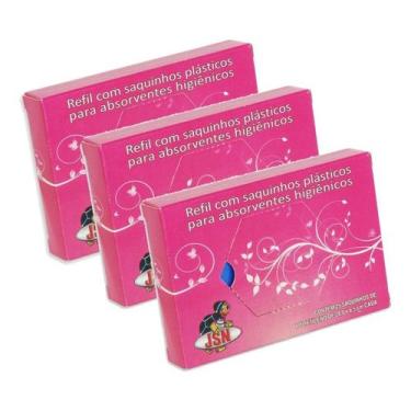 Imagem de Saquinho Refil Em Plástico De Absorvente Jsn 25 Unid Kit 3, Medem Rosa