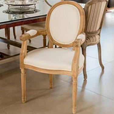 Imagem de Cadeira de Braço Madeira Carvalho Americano Medalhão - LUXdécor