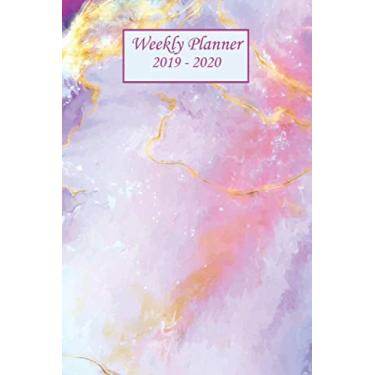 Imagem de Weekly Planner 2019-2020: Monthly Schedule - 1 week at a glance - Calendar Checklists & Notes Daily To Do’s Academic Organizer Notebook Agenda ... Colors Watercolors Multicolour Purple Pink Pi