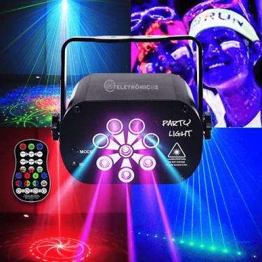 Imagem de Mega Mini Central RGB Laser Party Light 60 Modos Recarregável RGB LED,