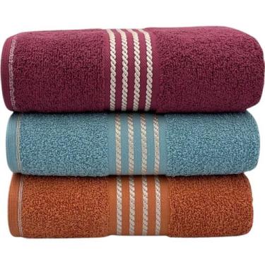 Imagem de Kit Com 03 Toalhas De Banho Gigante / Banhão Quasar - Rubi/Azul/Âmbar 