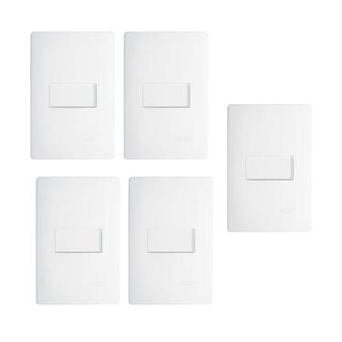 Imagem de Kit 5 Interruptores Simples 16a/250v C/Placa 4x2 Branco Fame