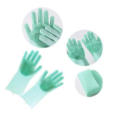 Imagem de Luvas Lava Louça Silicone Macio Massagem Pet Frutas - Bc Bora Colega S