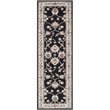 Imagem de SUPERIOR Kingfield Tapete preto de 80 cm x 2,4 m, tapete contemporâneo para sala de estar e quarto, antiestático e repelente de água para uso residencial ou comercial, 80 cm x 2,4 m