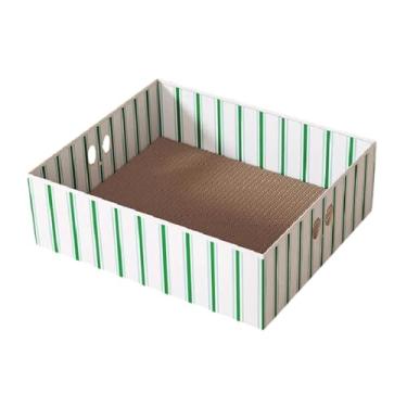 Imagem de Ｂｅｓｇａ Gatos casa de papelão pet coçar almofada cama resistente papel ondulado scratcher caixa scratcher papelão para moer patas, Verde Branco