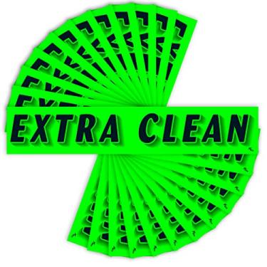 Imagem de Versa-Tags Adesivo preto e verde-limão de 36,8 cm, adesivo para revendedor de carro com slogan - Extra Clean