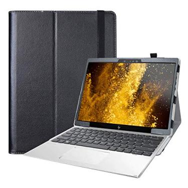 Imagem de LiuShan Compatível com tablet HP Elite x2 G4, capa dobrável fina de couro PU para tablet 2 em 1 HP Elite x2 G4 de 12,3 polegadas (não serve para notebook HP Elite x2 G4 de 13,3 polegadas), preta