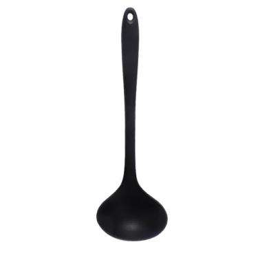 Imagem de Colher de Servir Concha de Sopa de Silicone 11,2 pol. Utensílios de Cozinha Resistentes Ao Calor para Casa (Preto)