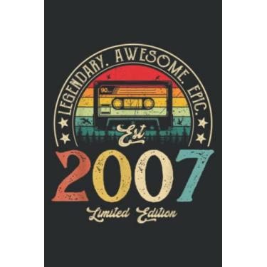 Imagem de Vintage 2007 Retro Cassette 2007 15Th Birthday 15 Years Old Nice: FLOWER JOURNAL: 6" x 9", 110 Pages, Lined Writing Notebook, White Lined Paper, ... Memos, Meetings, ... Artists, and Students.