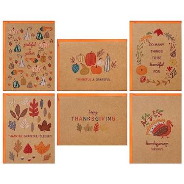 Imagem de Hallmark Kraft Cartões de Ação de Graças Sortidos (24 Cartões Sortidos com Envelopes) Folhas, Abóboras, Cabaças