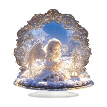 Imagem de Nishiyuenyi Decoração de anjo acrílico peça central enfeite de mesa com base para aniversário, Style D