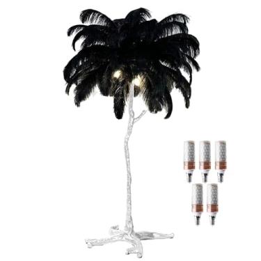 Imagem de Luminária de piso de penas de LED, luminária de pé de resina, 3 cores, regulável, prata, iluminação de chão, quarto, mesa de cabeceira, decoração de sala de estar, luz noturna