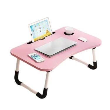 Imagem de Mesa Notebook Dobravel Portatil Cama Sofa Home Office Refeição Computador Tablet Mesinha Suporte(ROSA)