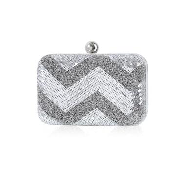 Imagem de CORIOS Bolsa clutch vintage da década de 1920 com lantejoulas brilhantes para mulheres, bolsa de ombro elegante, Prata, Large