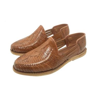 Imagem de Fiesta Brands Huaraches Sandálias masculinas, cabedal de couro legítimo, feito à mão, estilo mexicano, Marrom, 40