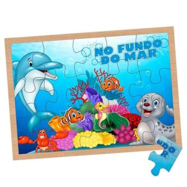 Imagem de Quebra cabeça 15 peças de madeira fundo do mar - MANINHO