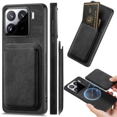 Imagem de Ysnzaq Capa de telefone carteira magnética 2 em 1 para Xiaomi 15 Pro para homens e mulheres, capa de couro PU premium fina com compartimentos para cartões destacáveis para Xiaomi 15 Pro FKB retrô