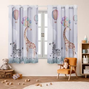 Imagem de Cortina Infantil 2,00x1,50 Decoração Divertida para Quarto de Criança (Zebra e Girafa)
