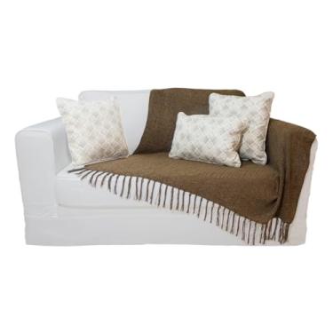 Imagem de Manta Xale de Chenille com Franja 1,20m x x 1,80m Macia Para Sofa Ambiente Decoração Mais Vendida Cor:Marrom