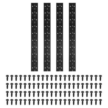 Imagem de PATIKIL Dobradiça de piano de 50 x 5 cm, pacote com 4 dobradiças contínuas de aço inoxidável 304 com furos para porta de portão de piano, caixa de armazenamento de madeira, barco, armário, preto
