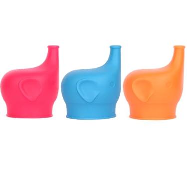 Imagem de Pacote com 3 tampas de silicone para copos com bico, esticam para cobrir copos infantis ou infantis em copos macios de bico, tampas de silicone à prova de derramamento para copos