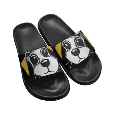 Imagem de GOSTONG Could Pantufas para mulheres e homens antiderrapantes de secagem rápida unissex macio verão praia piscina sapatos sola grossa tamanho 5-12,5, Desenho de cachorro, 35