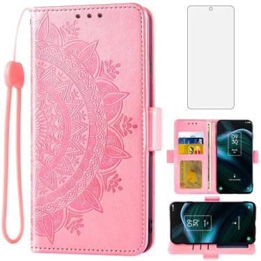 Imagem de Asuwish Capa de telefone para TCL Stylus 5G 2022 capa carteira de vidro temperado protetor de tela suporte de cartão de crédito bolsa flip alça de pulso suporte acessórios para celular TLC Stylo G5