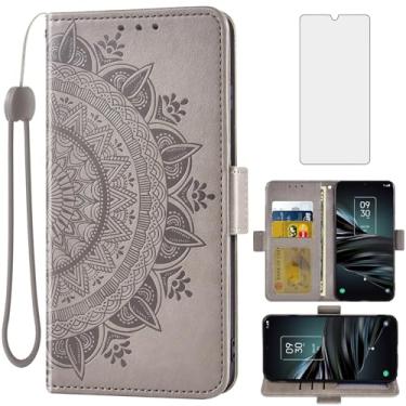 Imagem de Asuwish Capa de telefone para TCL 20XE 5087Z capa carteira protetora de tela de vidro temperado porta-cartão de crédito flip bolsa alça de pulso suporte fólio slot acessórios para celular TLC 20 XE