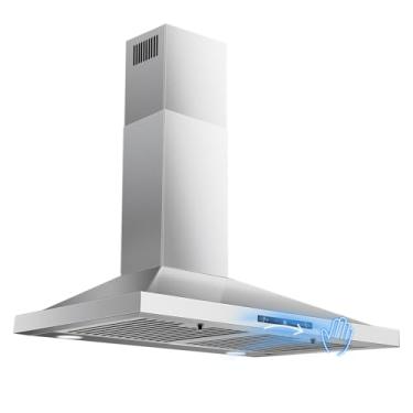 Imagem de Zomagas Exaustor De Parede De 30 Polegadas, Exaustor Com Dutos/Sem Dutos Com Sensor De Gestos E Controle De Toque, Exaustor De Cozinha De 30 Polegadas 450Cfm, Exaustor Com Filtros Defletores De Aço
