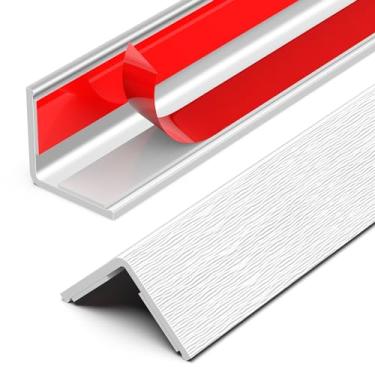 Imagem de Frychee Protetor De Canto De Parede, Protetor De Borda De Parede, Protetores De Canto De Parede Autoadesivos, Protetor De Borda Dupla De Pvc, Protetor De Escada De Móveis (Grão De Madeira Branca 2 P